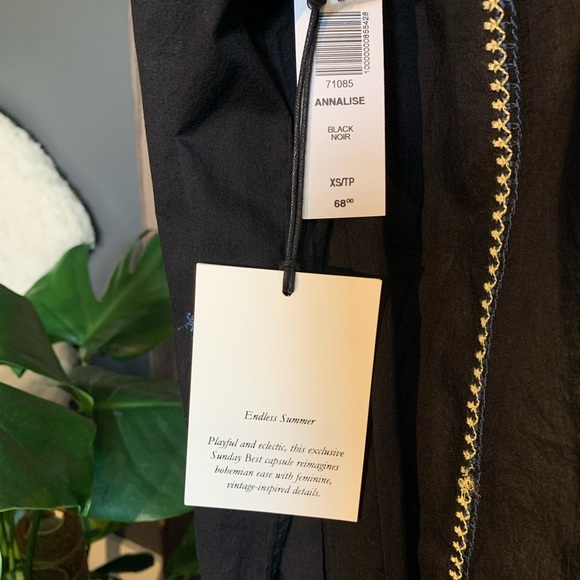 NWT Aritzia Sunday Best black Annalise Boho Blouse XS - Picture 6 of 10